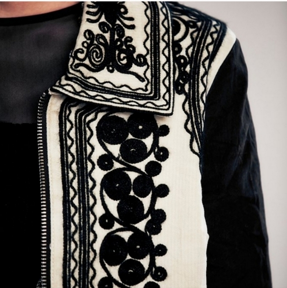 Free People Boho Embroidered Coat Jacket - Picture 3 of 8